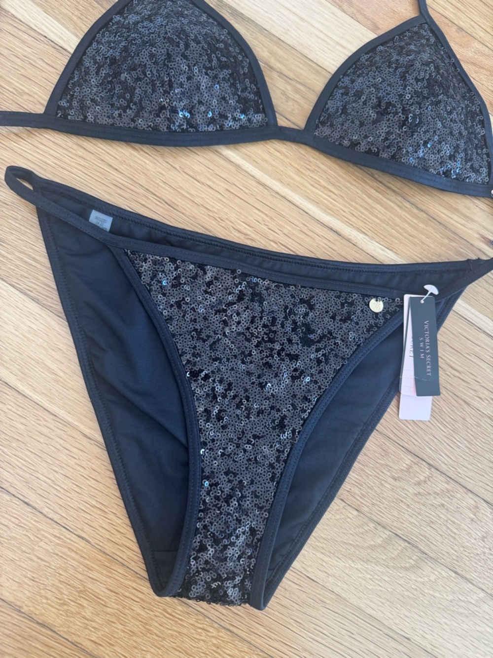 Victoria’s Secret Swim Black Sequin 2 Piece Bikini - Picture 2 of 9